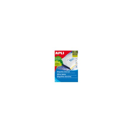 12118-CAJA 100 HOJAS ETIQUETAS BLANCAS PERMANENTES 64,6 X 33,8 MM APLI 1263