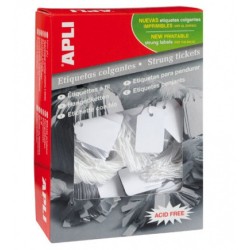 12125-CAJA 1.000 ETIQUETAS COLGANTES BLANCAS 18 X 29 MM APLI 389