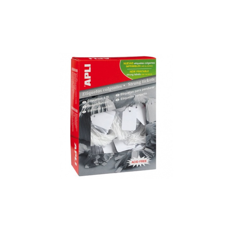 12125-CAJA 1.000 ETIQUETAS COLGANTES BLANCAS 18 X 29 MM APLI 389 12125-CAJA 1.000 ETIQUETAS COLGANTES BLANCAS 18 X 29 MM APLI 389