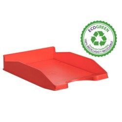12134-BANDEJA ECOGREEN 100% RECICLADO Y RECICLABLE APILABLE DIN A4 Y FOLIO MEDIDAS 345X255X60 MM COLOR ROJO ARCHIVO 2000