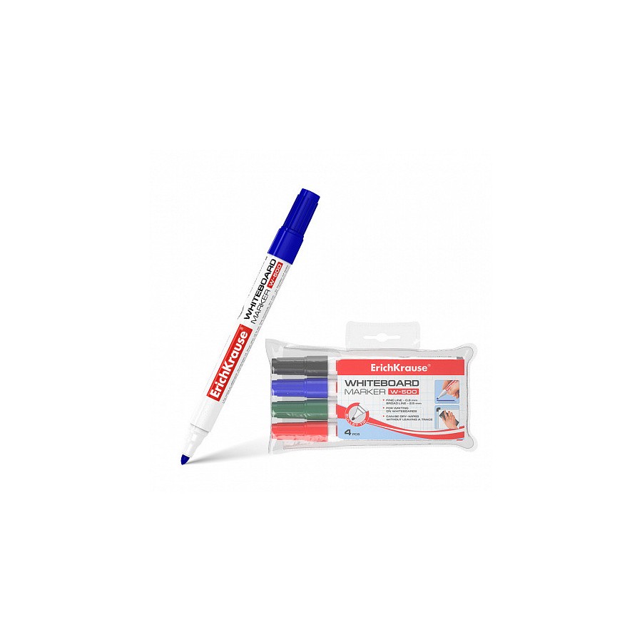 12178-BLISTER 4 MARCADORES DE PIZARRA W-500, COLORES: NEGRO, AZUL, ROJO, VERDE ERICH KRAUSE 12849