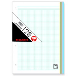 1231-RECAMBIO DE COLORES  90 GRS. A-4 (210X297MM.) 120 HOJAS CUADRICULA 5X5 + GRECA 5 COLORES PACSA 21180