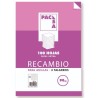 1235-RECAMBIO 90 GRS . 4 TALADROS FOLIO (215X310MM.) 100 HOJAS CUADRICULA 4X4 CON MARGEN PACSA 21261
