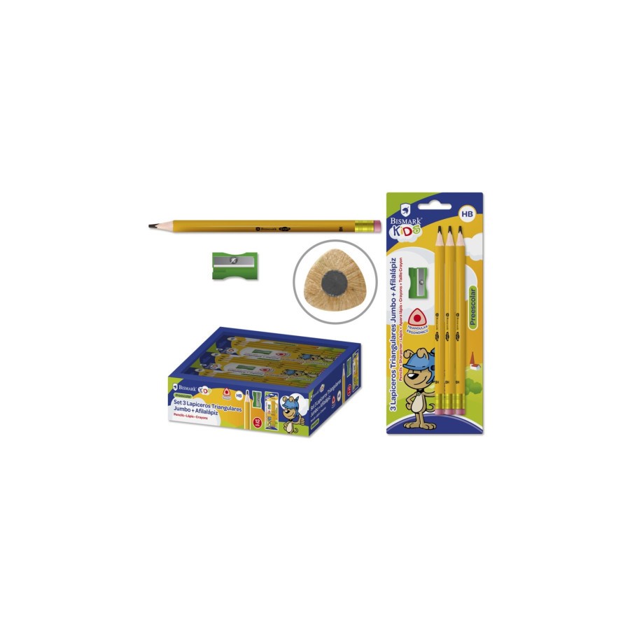 12423-LAPICERO HB TRIANGULAR C/GOMA JUMBO KIDS - 3 UDS BISMARK 328567 12423-LAPICERO HB TRIANGULAR C/GOMA JUMBO KIDS - 3 UDS BISMARK 328567