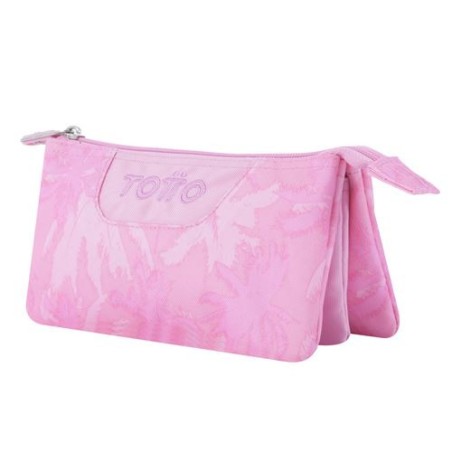 12458-ESTUCHE ESCOLAR TRES COMPARTIMENTOS PALMERAS ROSAS - TABLERO TOTTO AC52ECO012-2210Z-8IE
