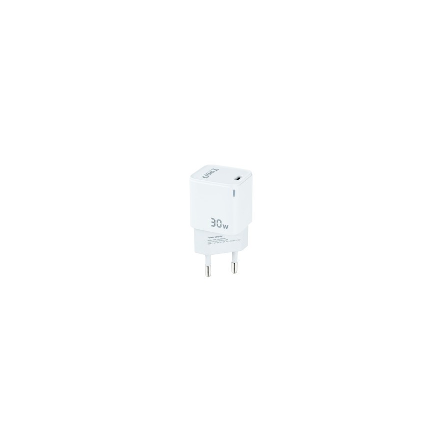 12710-TooQ Cargador de Pared GAN USB-C/PD 30W, Blanco 12710-TooQ Cargador de Pared GAN USB-C/PD 30W, Blanco