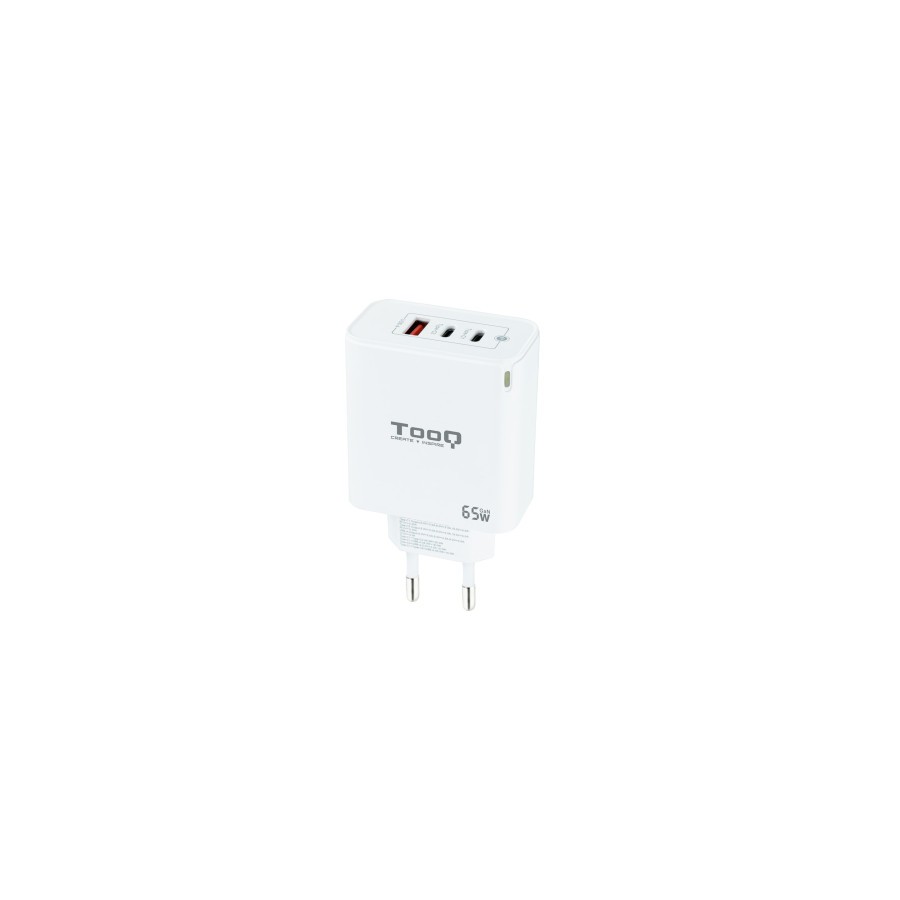 12712-TooQ Cargador de Pared GaN 2USB-C/PD + USB-A/QC 65W, Blanco 12712-TooQ Cargador de Pared GaN 2USB-C/PD + USB-A/QC 65W, Blanco