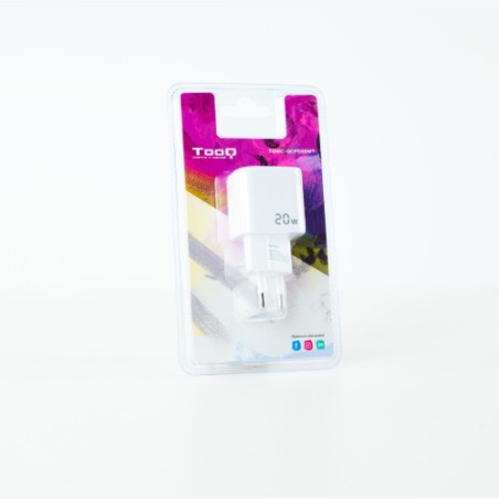 12721-TooQ Cargador de Pared USB-C/PD + USB-A/QC 20W, Blanco