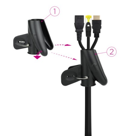 12742-Nanocable Organizador de Cables Flexible 25 mm, Negro, 2 m