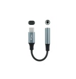 12771-Nanocable Cable Adaptador Audio USB-C/M a Jack 3.5/H, 11 cm, Negro/Gris
