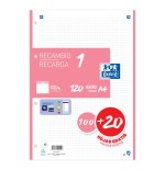 13025-RECAMBIO COLOR 1 A4  100+20 HOJAS 5X5 ROSA CHICLE 90GRS OXFORD 400158161