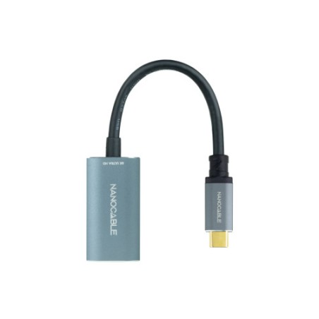 13037-Nanocable Conversor USB-C a DisplayPort 8K Aluminio, 15 cm, Gris