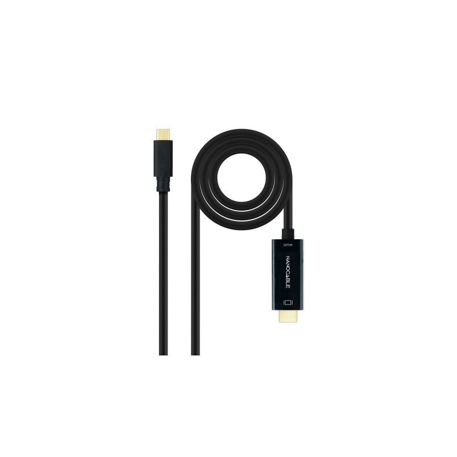 13040-Nanocable Cable Conversor USB-C a HDMI 1.4 4K@30HZ 1.8 m, Negro 13040-Nanocable Cable Conversor USB-C a HDMI 1.4 4K@30HZ 1.8 m, Negro