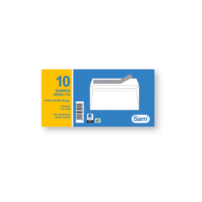 1305-PAQUETES DE 10 SOBRES OPEN TAMANO 115X225 90 GRS. SAM 664915 1305-PAQUETES DE 10 SOBRES OPEN TAMANO 115X225 90 GRS. SAM 664915