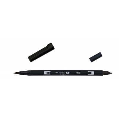 ROTULADOR DOBLE PUNTA PINCEL COLOR NEGRO TOMBOW ABT N15