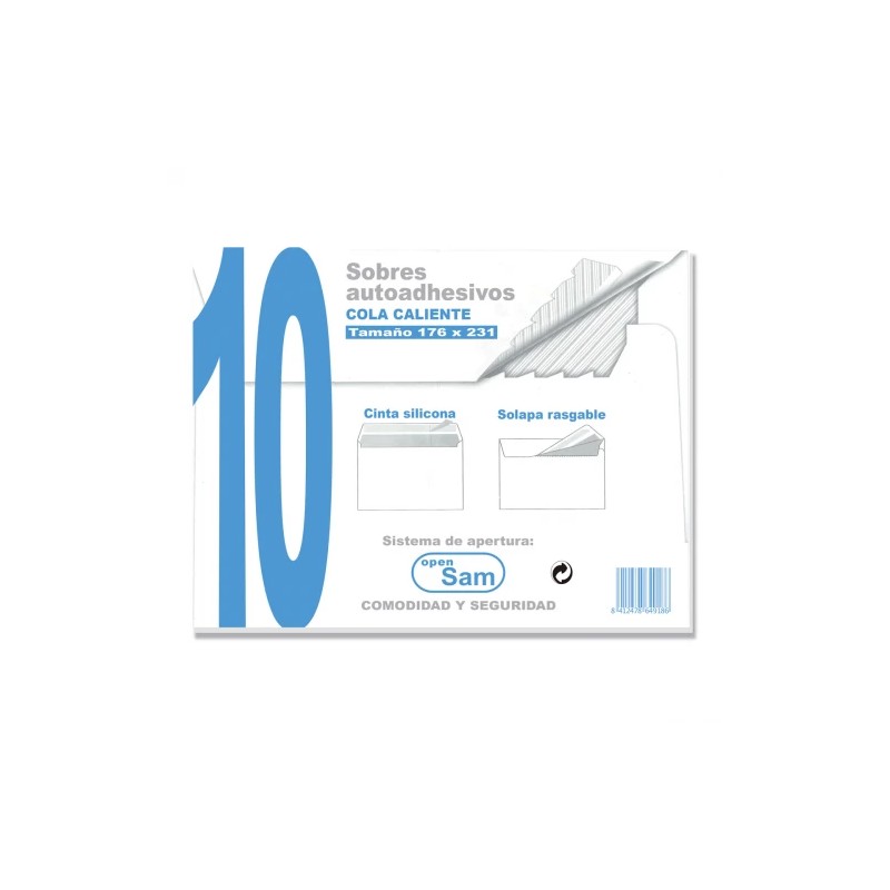 1308-PAQUETES DE 10 SOBRES OFFSET BLANCO 176X231 90 GRS. SAM 664918