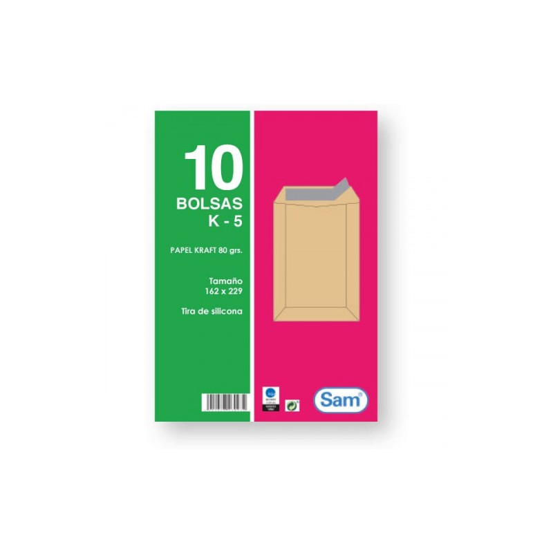 1311-PAQUETES DE 10 BOLSAS KRAFT, CON TIRA DE SILICONA TAMANO 162X229 80 GRS. SAM 665098 1311-PAQUETES DE 10 BOLSAS KRAFT, CON TIRA DE SILICONA TAMANO 162X229 80 GRS. SAM 665098