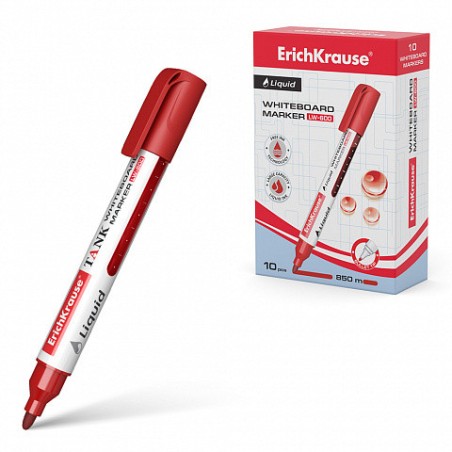 13116-MARCADOR PIZARRA BLANCA CON TINTA LIQUIDA LIQUID LW-600, TINTA COLOR ROJO ERICH KRAUSE 48776