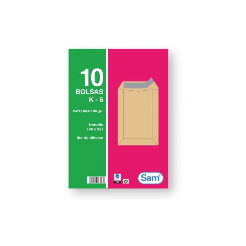 1312-PAQUETES DE 10 BOLSAS KRAFT, CON TIRA DE SILICONA TAMANO 184X261 80 GRS. SAM 665099 1312-PAQUETES DE 10 BOLSAS KRAFT, CON TIRA DE SILICONA TAMANO 184X261 80 GRS. SAM 665099