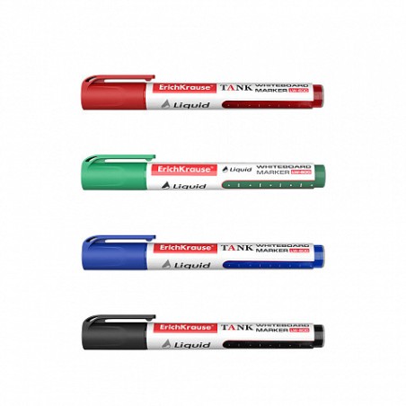 13120-SET 4 MARCADORES PIZARRA BLANCA CON TINTA LIQUIDA LW-600 NEGRO, AZUL, ROJO, VERDE ERICH KRAUSE 58362