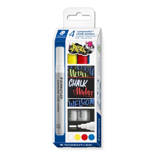 13130-Staedtler Lumocolor marcador de tiza Bala Azul, Rojo, Blanco, Amarillo 4 pieza(s)