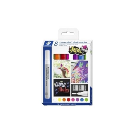 13132-ESTUCHE 8 PIEZAS SURITDAS ROTULADOR CHALK MARKER LUMOCOLOR 344 TIZA LIQUIDA STAEDTLER 344 C8
