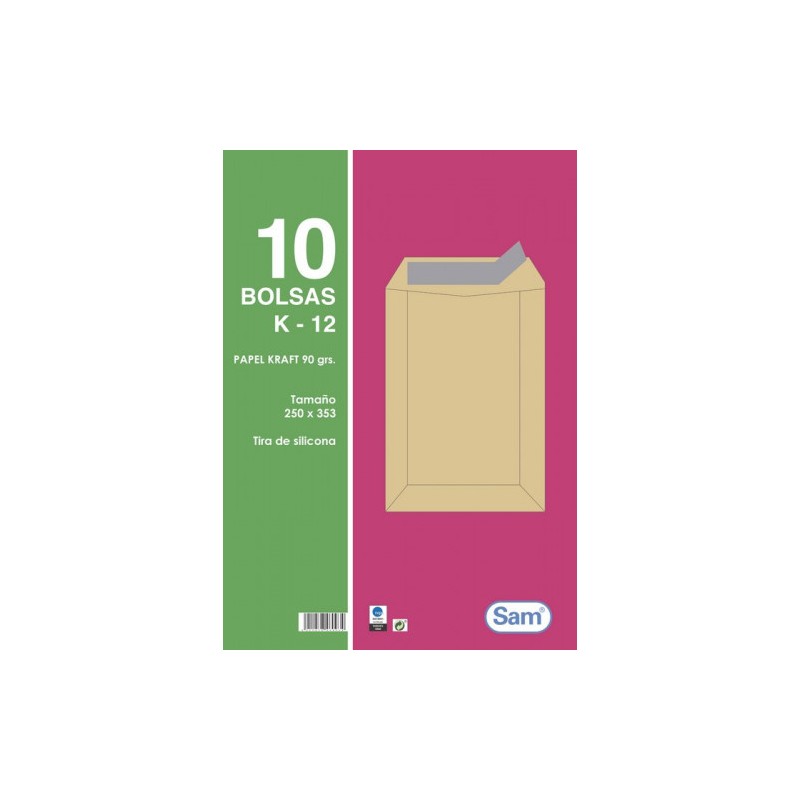 1314-PAQUETES DE 10 BOLSAS KRAFT, CON TIRA DE SILICONA TAMANO 250X353 90 GRS. SAM 665101 1314-PAQUETES DE 10 BOLSAS KRAFT, CON TIRA DE SILICONA TAMANO 250X353 90 GRS. SAM 665101