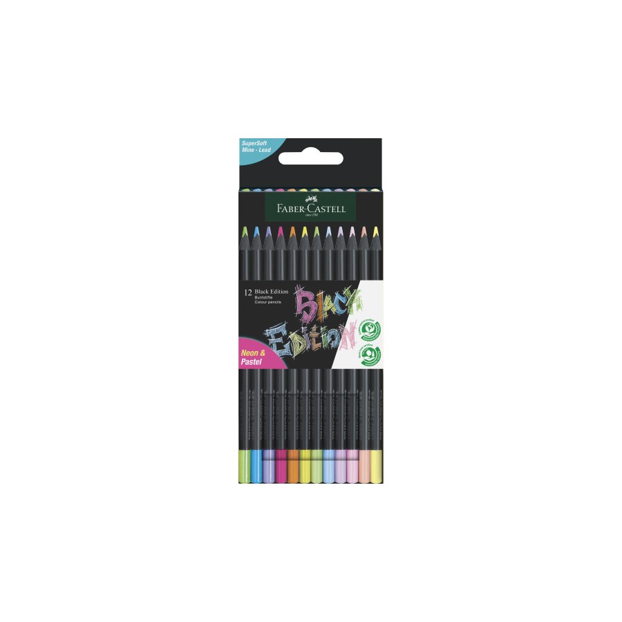 13150-ESTUCHE CARTON 12 LAPICES DE COLOR NEON BLACK EDITION FABER CASTELL 116410 13150-ESTUCHE CARTON 12 LAPICES DE COLOR NEON BLACK EDITION FABER CASTELL 116410