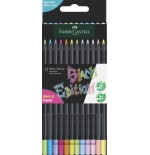 13150-ESTUCHE CARTON 12 LAPICES DE COLOR NEON BLACK EDITION FABER CASTELL 116410