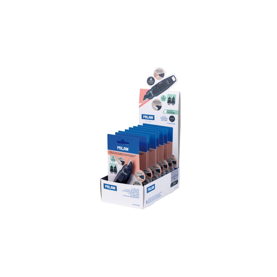 13153-EXPOSITOR 8 BLISTERS CUTER HOJA CERAMICA STICK SERIE 1918, AZUL MARINO MILAN 6010108B 13153-EXPOSITOR 8 BLISTERS CUTER HOJA CERAMICA STICK SERIE 1918, AZUL MARINO MILAN 6010108B