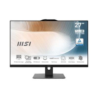 MSI AIO MODERN AM272P 12M 672ES 27 69 CM1920X1080 FHD I7 1260P 16GB8GB2DDR4 SDRAM PCIE GEN3X4 W O DRAM NVME256GB1 W11 HOME NEGR