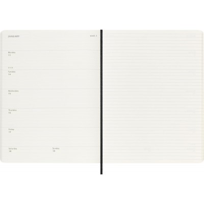 AGENDA 18 MESES 2024 2025 SEMANAL XL 19 X 25 CM NEGRA TAPA BLANDA MOLESKINE DSB18WN4Y25