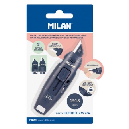 13154-EXPOSITOR 8 BLISTERS CUTER HOJA CERAMICA STICK SERIE 1918, AZUL MARINO MILAN 6010108B