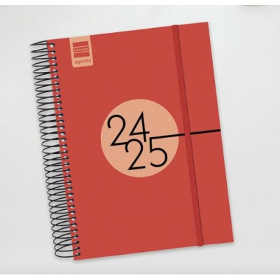 AGENDA ESCOLAR 2024 2025 E10 155X212 1 DiA PaGINA ESPIR LABEL ROJO FINOCAM 633123025