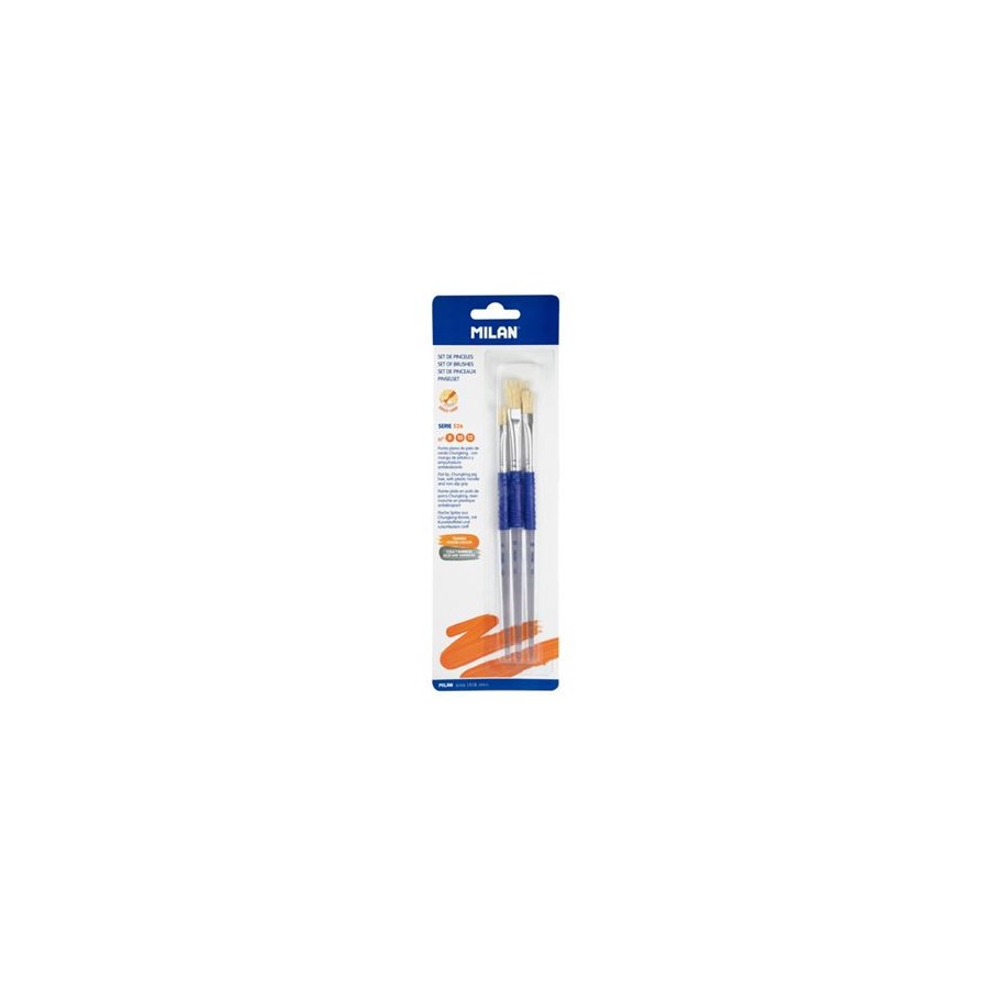 13158-BLISTER 3 PINCELES PLANOS (PELO CERDA CHUNGKING) MANGO DE PLASTICO ERGO SERIE 526 No 8, 10 Y 12 MILAN BWM10464 13158-BLISTER 3 PINCELES PLANOS (PELO CERDA CHUNGKING) MANGO DE PLASTICO ERGO SERIE 526 No 8, 10 Y 12 MILAN BWM10464