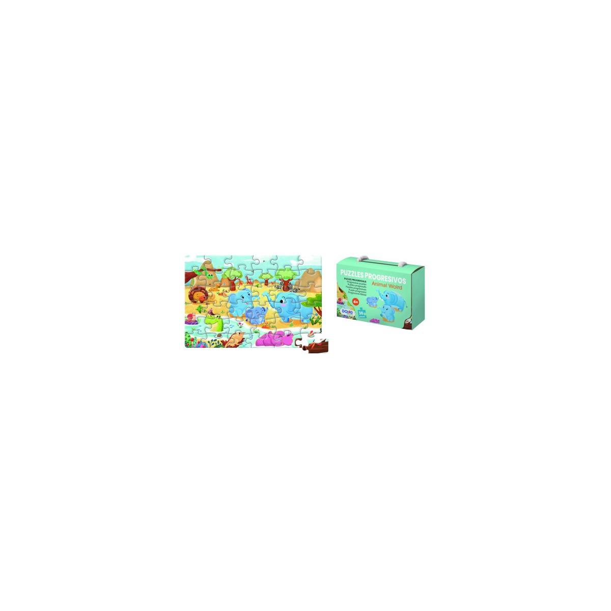 PUZZLE DE 36 PIEZAS A PARTIR DE 4 6 ANOS ANIMAL WORLD DOHE 65009