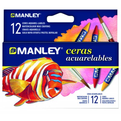 ESTUCHE 12 CERAS ACUARELABLES MANLEY MNQ00412