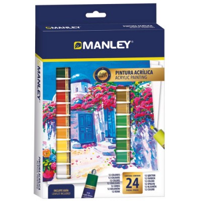 ESTUCHE PINTURA ACRILICA 24 X 12ML MANLEY MDV00024