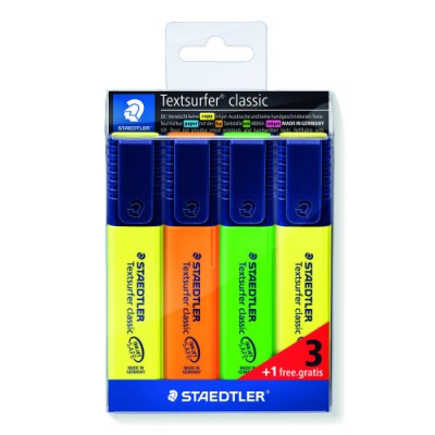 ESTUCHE 3 1REGALO MARCADORES FLUORESCENTE CLASSIC 364 TEXTSURFER STAEDTLER 364 S WP4P