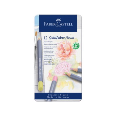 ESTUCHE METaLICO CON 12 LaPICES DE COLORES PASTEL ACUARELABLES GOLDFABER FABER CASTELL 114622