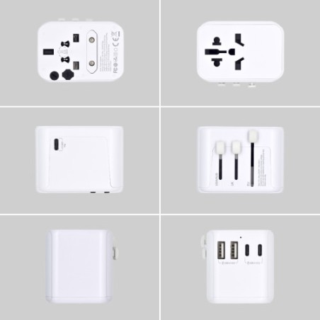 13382-Ewent EW1470 adaptador de enchufe electrico Universal Blanco