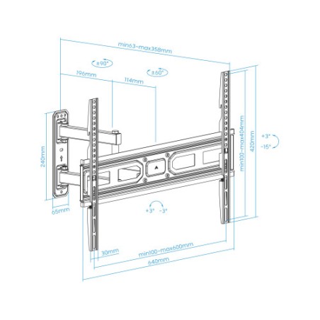 13447-TooQ Soporte de pared para pantallas 37"- 70"