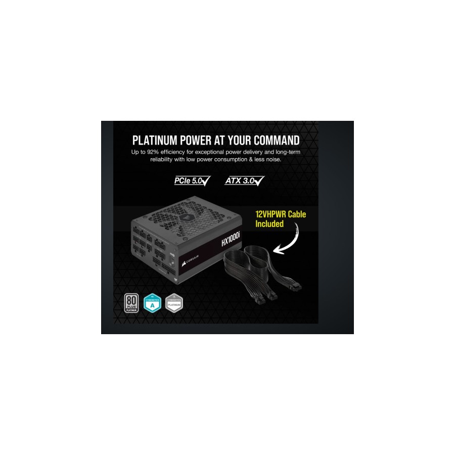 13489-FUENTE ALIMENT. CORSAIR HX1000I 1000 WATT 80+ PLATINUM PCI E5 ATX 3.0 CP-9020259-EU 13489-FUENTE ALIMENT. CORSAIR HX1000I 1000 WATT 80+ PLATINUM PCI E5 ATX 3.0 CP-9020259-EU