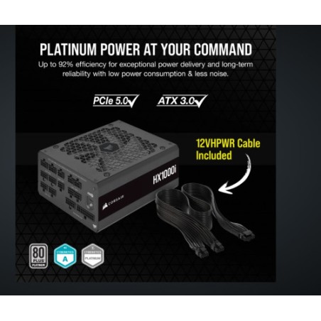 13489-FUENTE ALIMENT. CORSAIR HX1000I 1000 WATT 80+ PLATINUM PCI E5 ATX 3.0 CP-9020259-EU