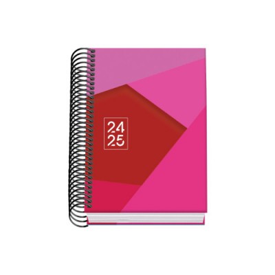 AGENDA ESCOLAR 2024 2025 TAMANO A6 TAPA CARTON FORRADO DiA PaGINA TANGRAM BASIC ROSA DOHE 51749