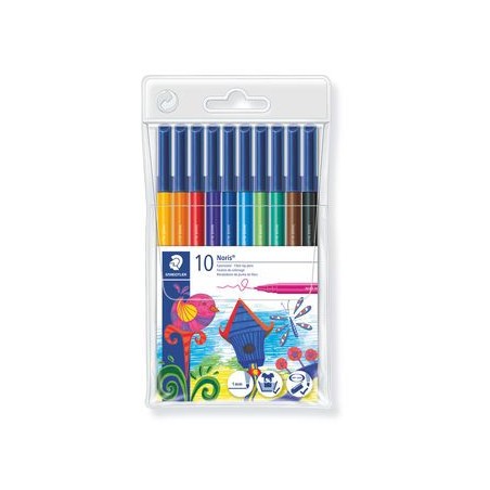 1357-ESTUCHE 10 ROTULADORES NORIS CLUB PUNTA FIBRA SIMETRICA SURTIDOS STAEDTLER 326 WP10