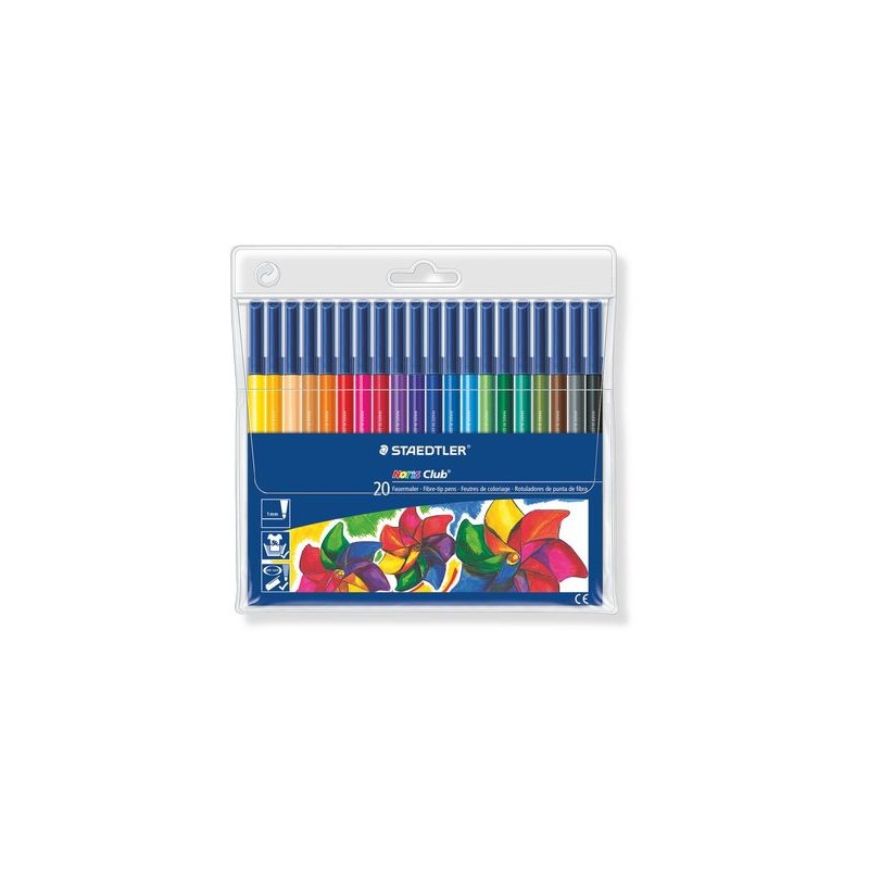 1358-ESTUCHE 20 ROTULADORES NORIS CLUB PUNTA FIBRA SIMETRICA SURTIDOS STAEDTLER 326 WP20