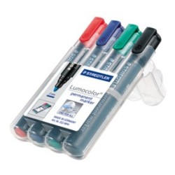 1364-ESTUCHE 4 MARCADORES PERMANENTES LUMOCOLOR 352 TRAZO 2MM. SURTIDOS STAEDTLER 352 WP4