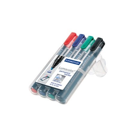 1364-ESTUCHE 4 MARCADORES PERMANENTES LUMOCOLOR 352 TRAZO 2MM. SURTIDOS STAEDTLER 352 WP4
