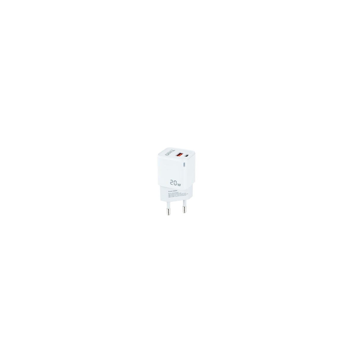 TooQ Cargador de Pared USB C PD USB A QC 20W Blanco